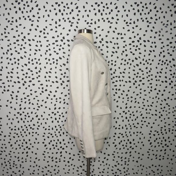 T Tahari White Faux Suede Double Breasted Tailored Blazer Jacket - Picture 6 of 10